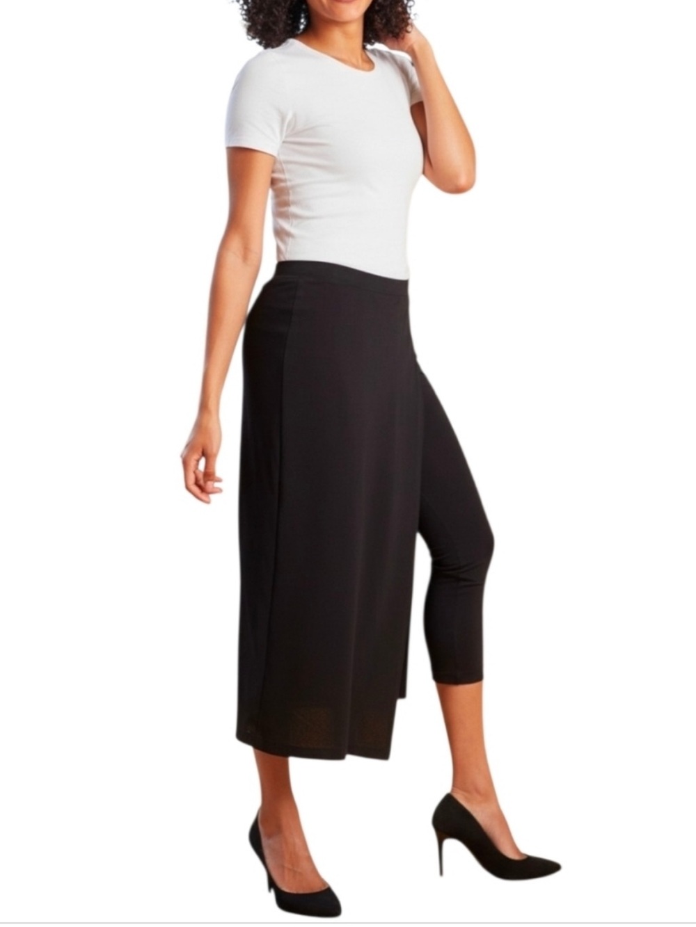 Betabrand The Sassiest Pants Capri Leggings Skirt Combo Skort Black Small